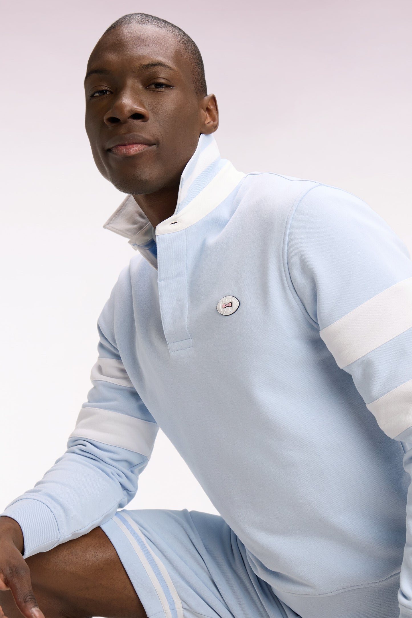 Sweatshirt col maillot en molleton ciel coupe regular