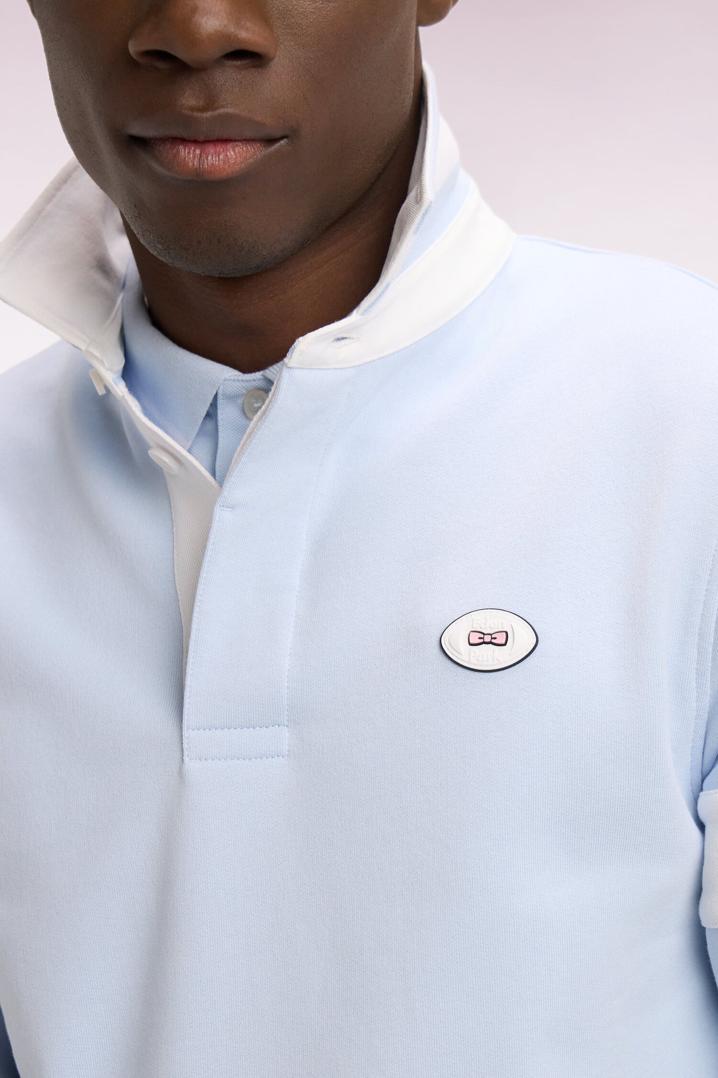 Sweatshirt col maillot en molleton ciel coupe regular