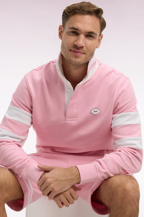 Sweatshirt col maillot en molleton rose coupe regular - Image 1