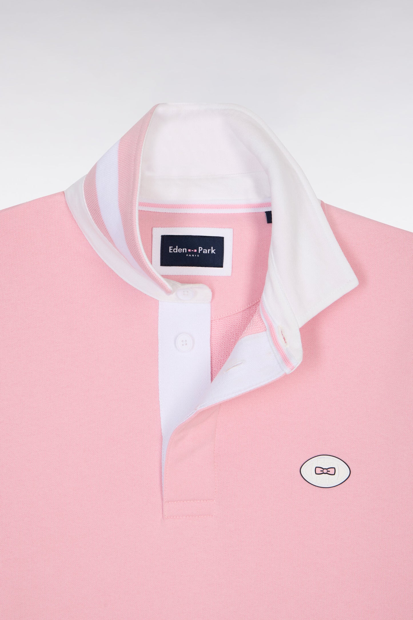Sweatshirt col maillot en molleton rose coupe regular