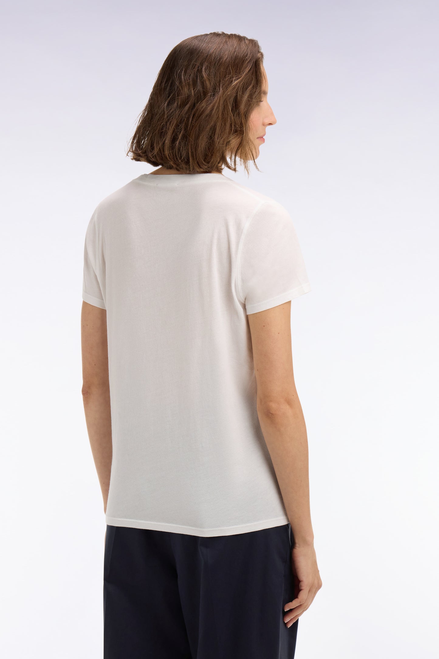 White Pima cotton short-sleeved V-neck T-shirt, regular fit