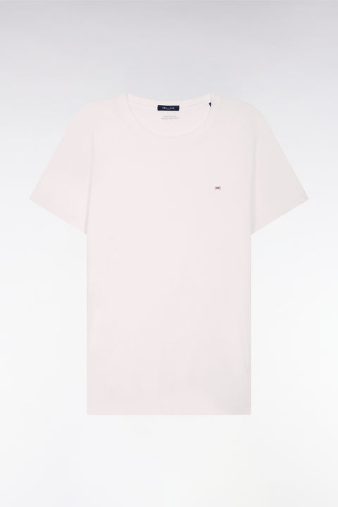 T-shirt à manches courtes en coton Pima blanc col rond coupe regular - Image 2