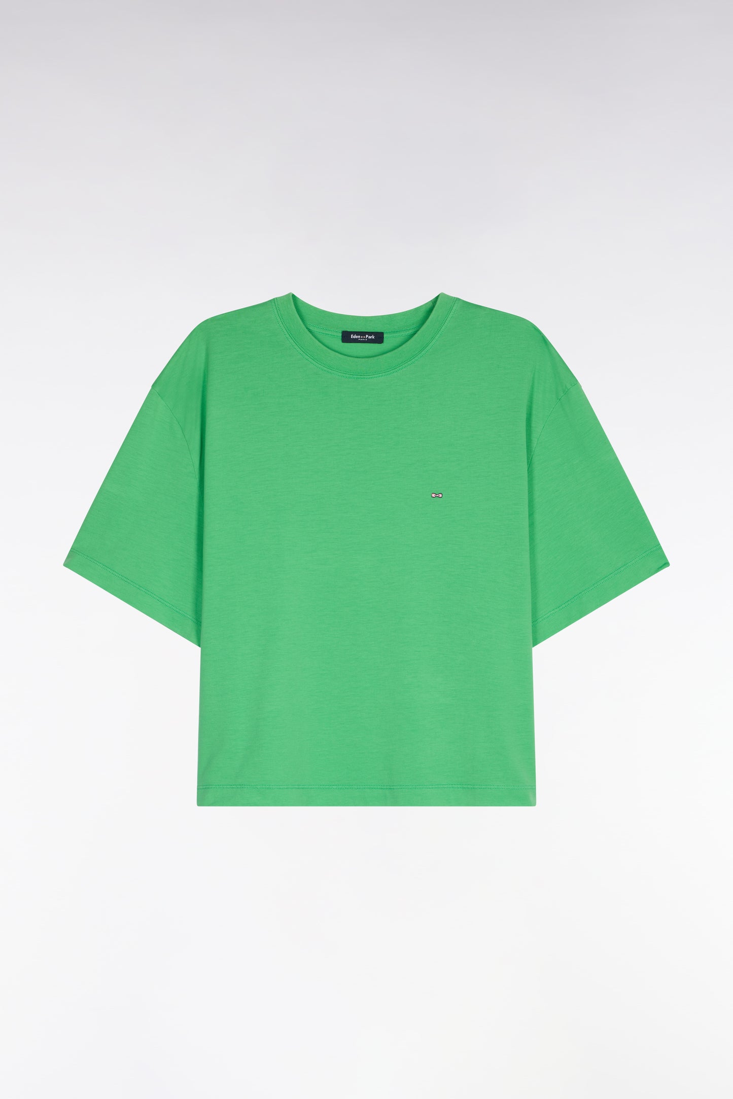 T-shirt à manches courtes en lyocell et coton vert coupe oversized