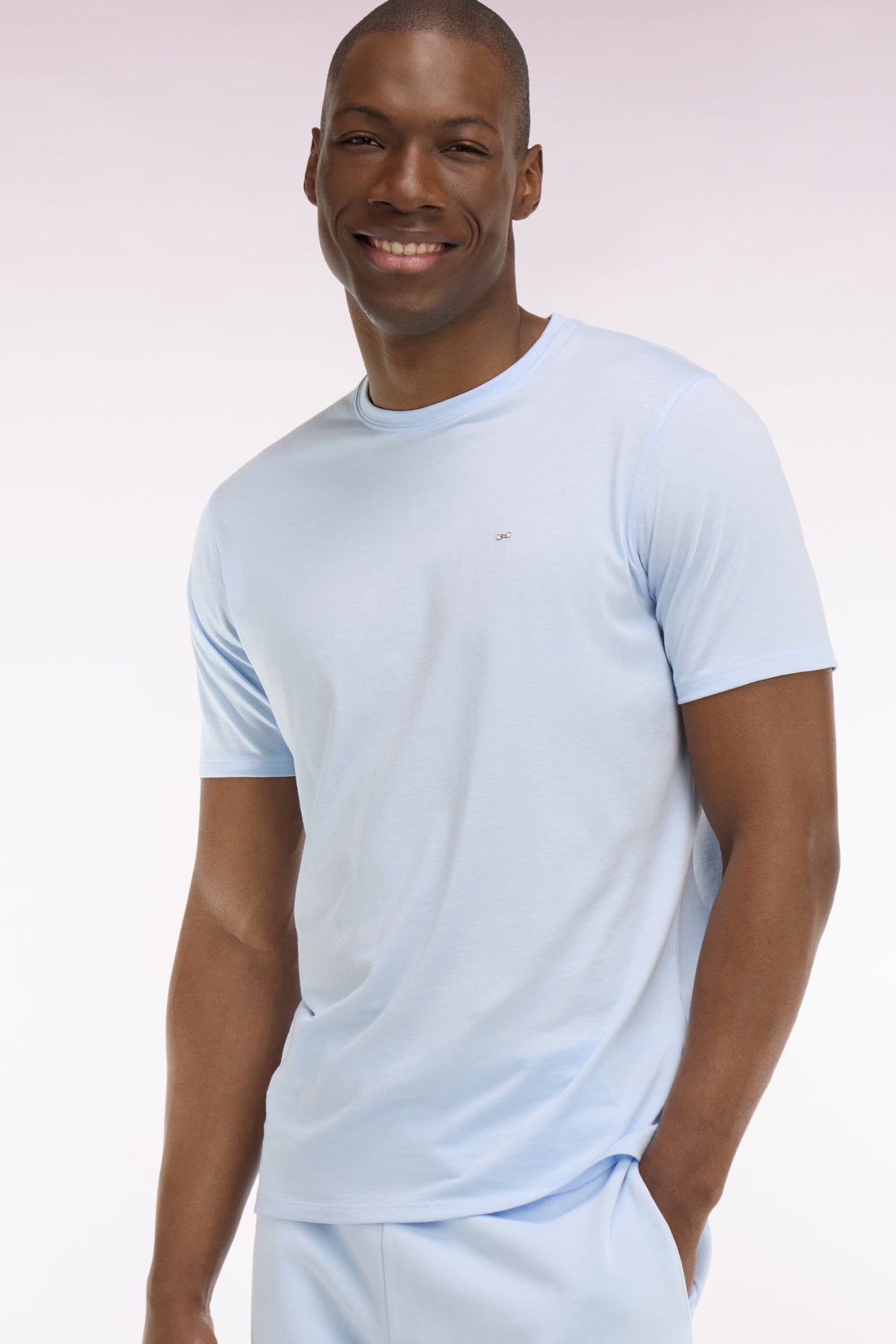 T-shirt à manches courtes en coton Pima ciel coupe regular