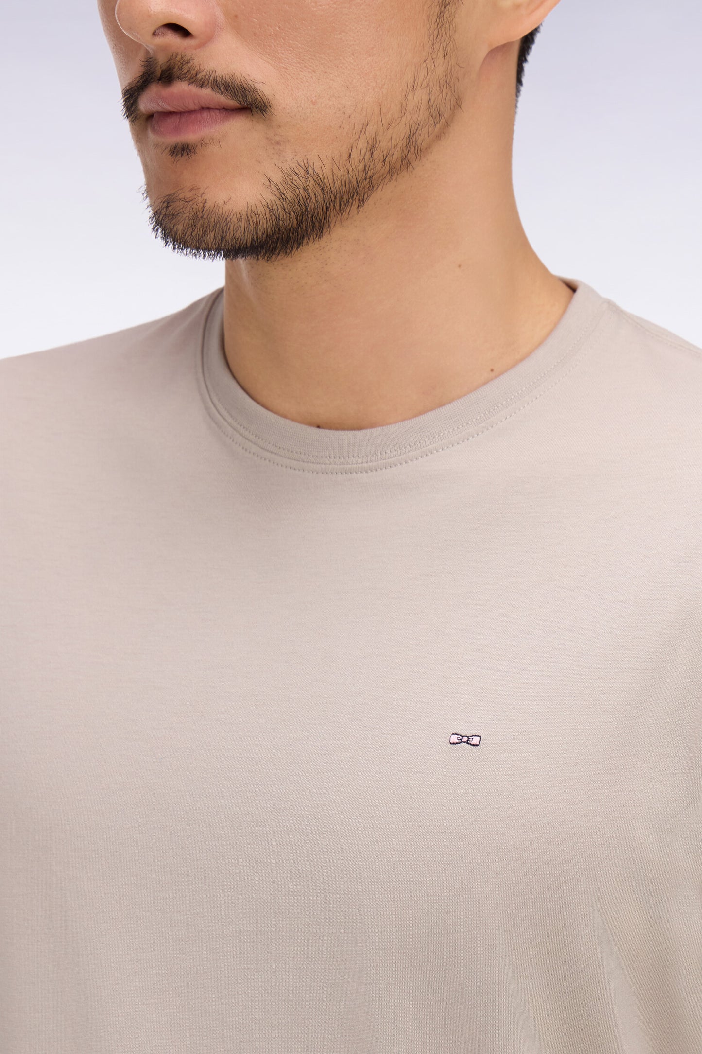 T-shirt à manches courtes en coton Pima gris clair coupe regular