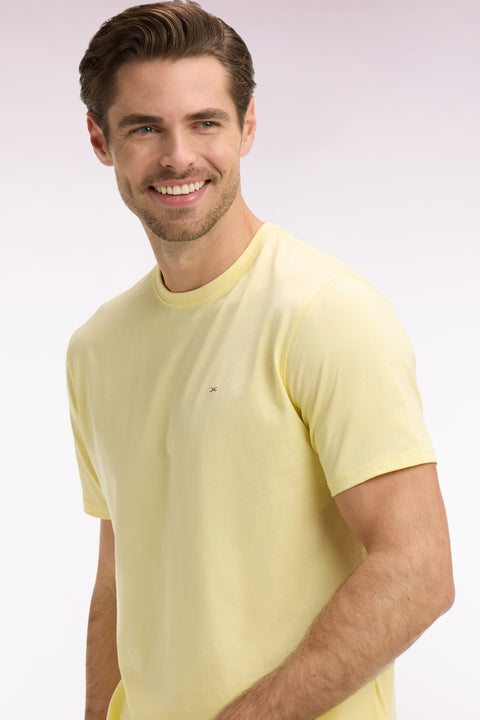 T-shirt à manches courtes en coton Pima jaune clair coupe regular - Image 1