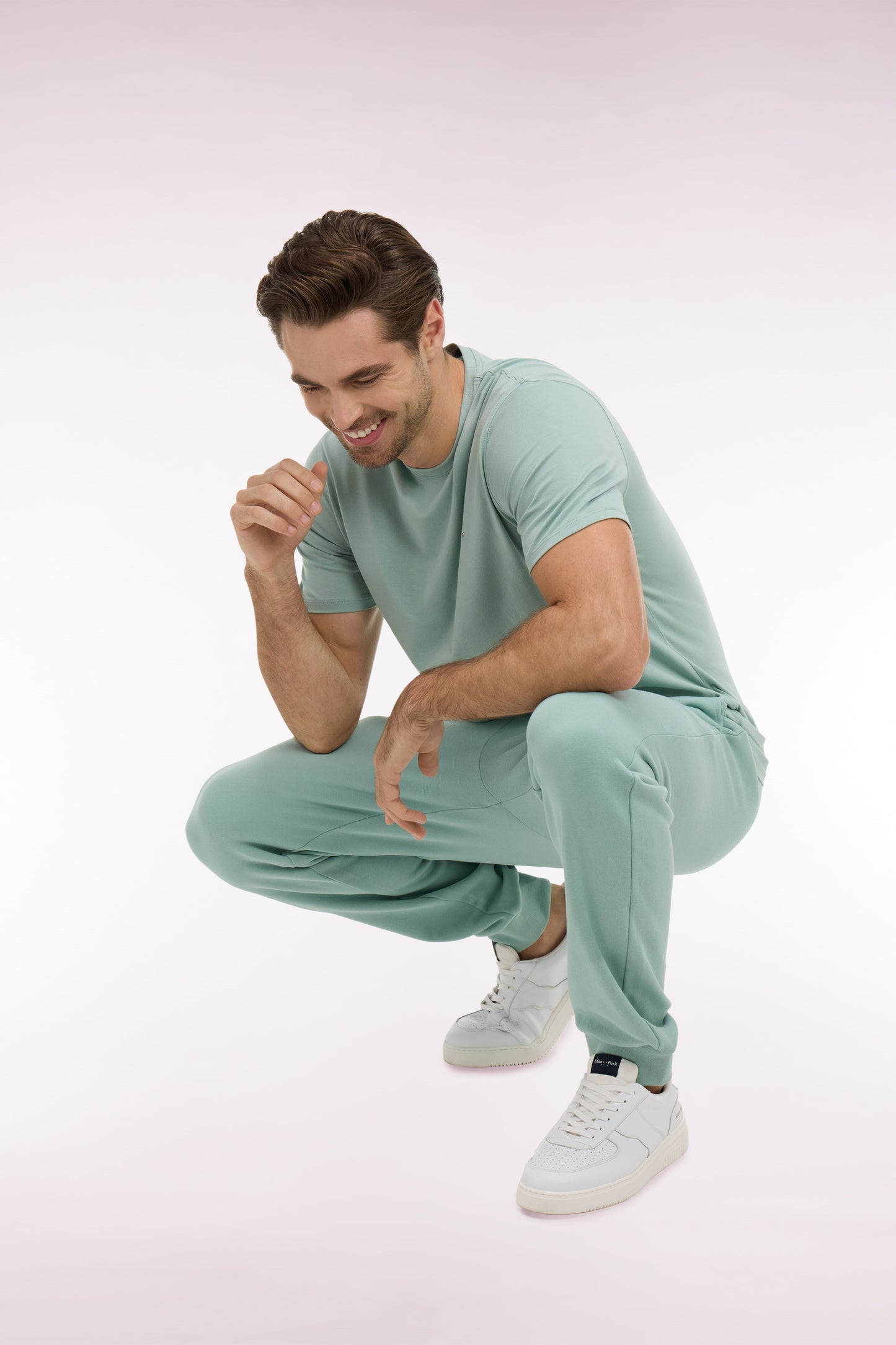 T-shirt à manches courtes en coton Pima vert d'eau coupe regular