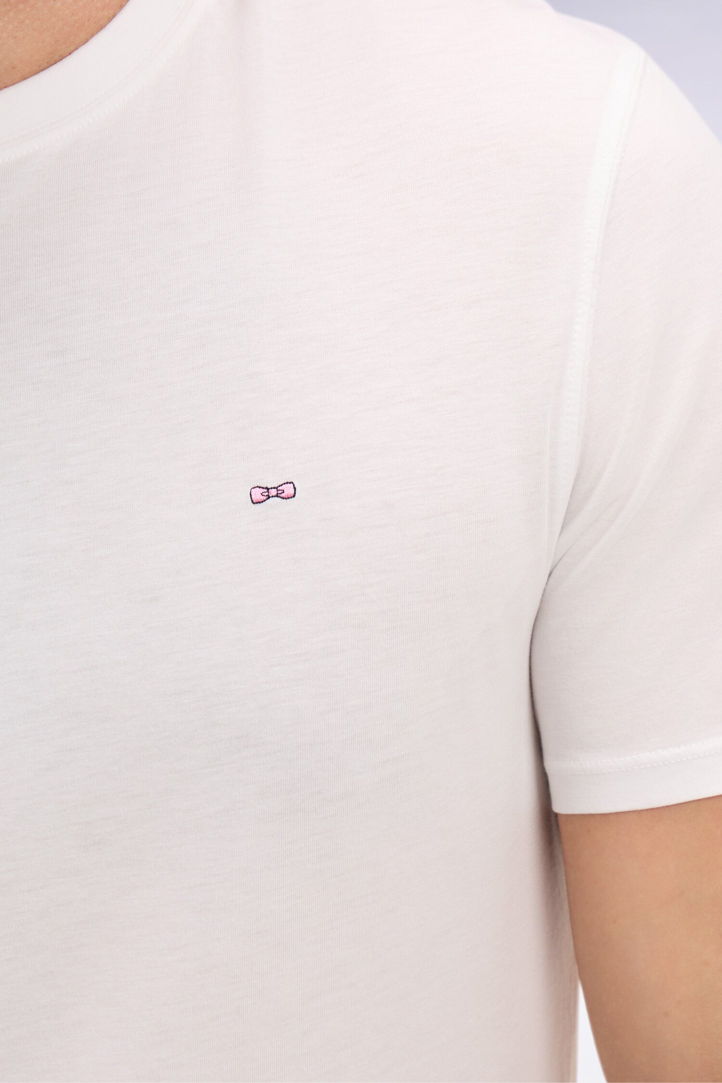 T-shirt à manches courtes en lyocell et coton blanc coupe regular