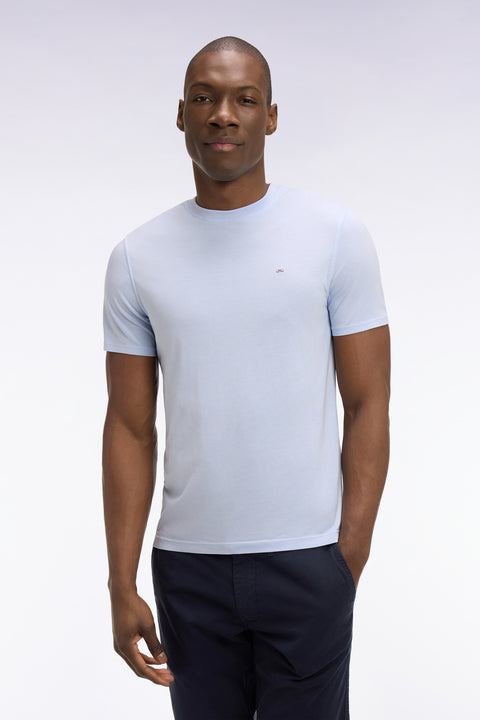 Light gray short-sleeved lyocell and cotton T-shirt, regular fit - Image 3