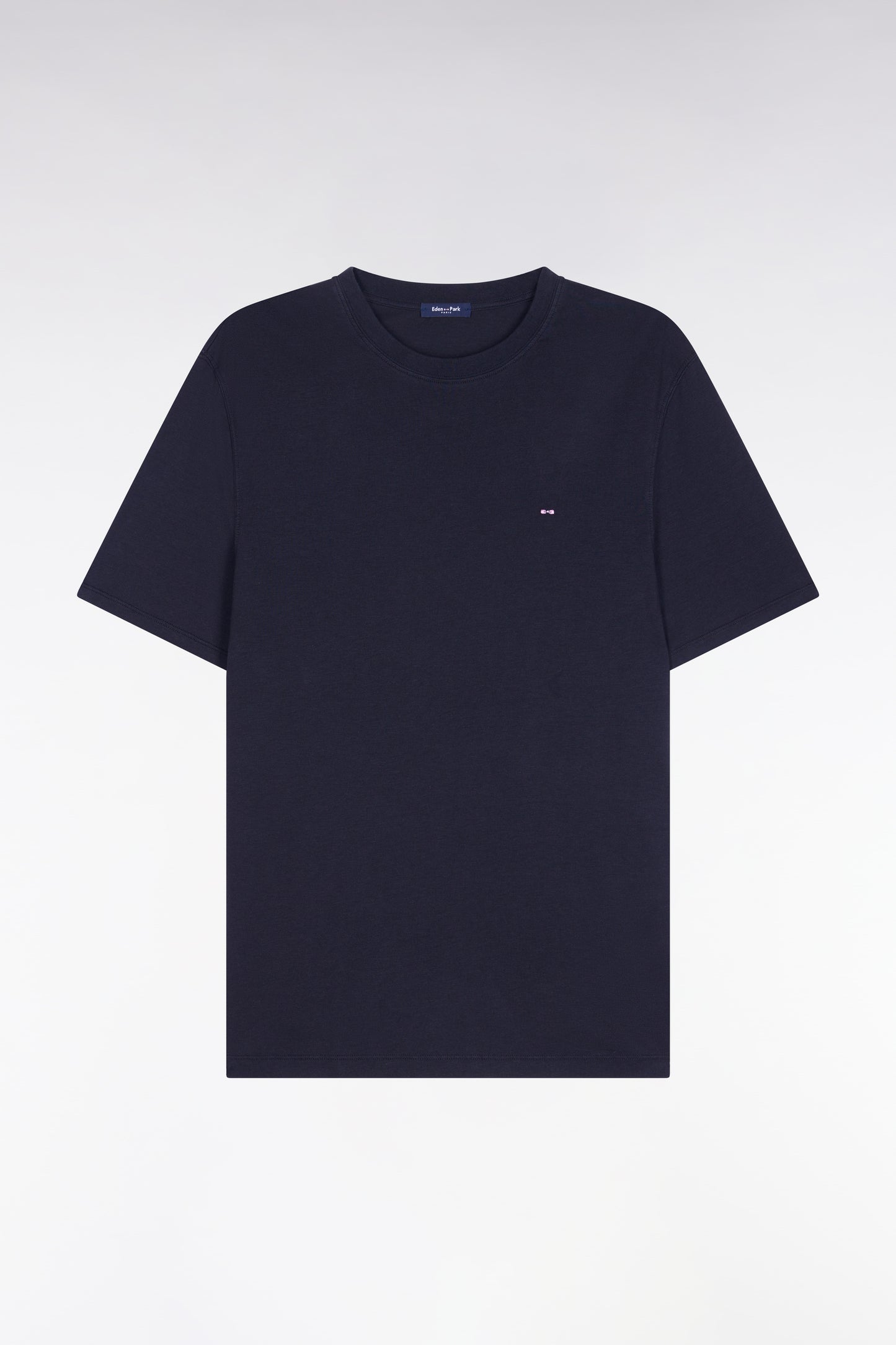 T-shirt à manches courtes en lyocell et coton noir coupe regular