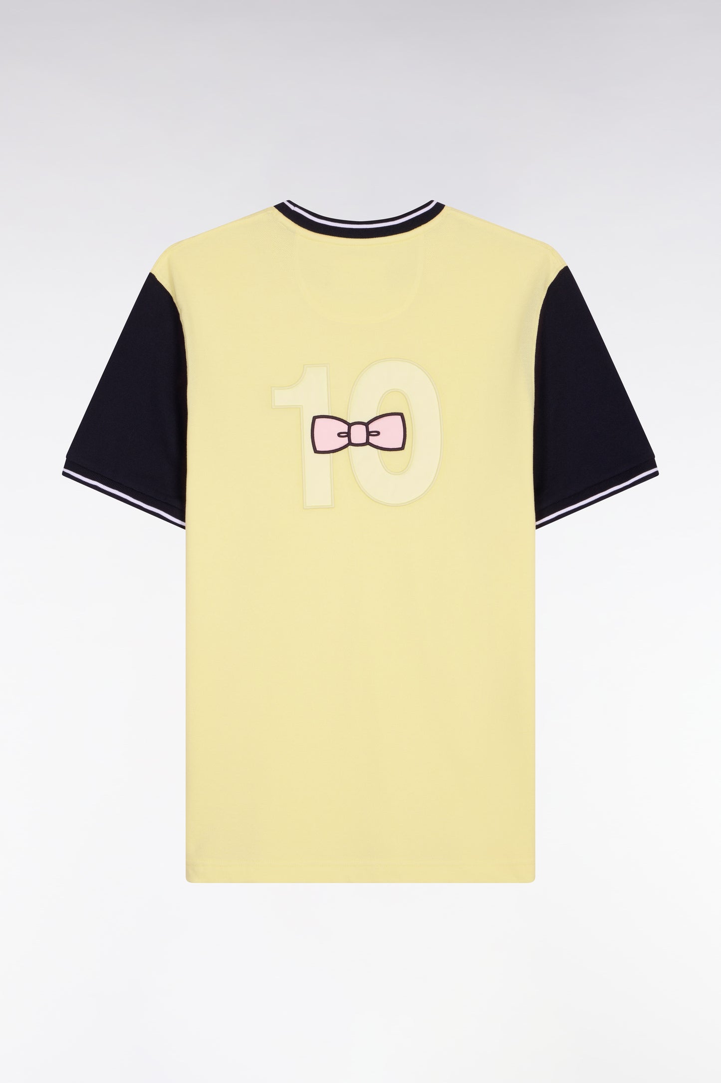 T-shirt à manches courtes en coton jaune bicolore brodé coupe regular