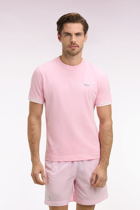 T-shirt à manches courtes en coton rose coupe regular - Image 3