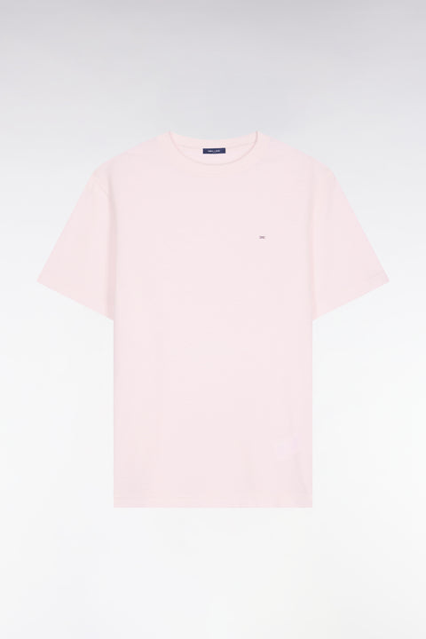T-shirt à manches courtes en coton et lin rose coupe regular - Image 2
