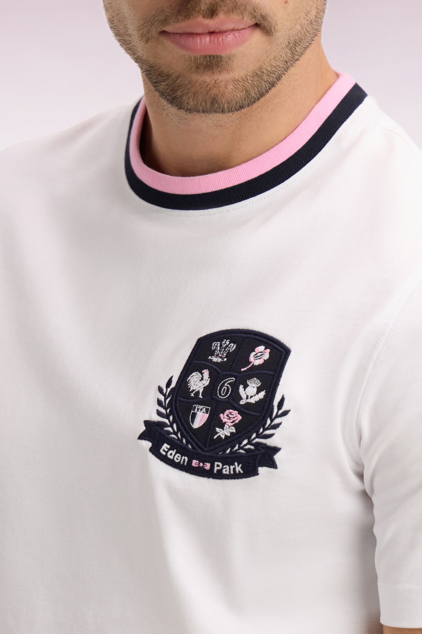 T-shirt à manches courtes en coton blanc écusson 6 Nations coupe regular