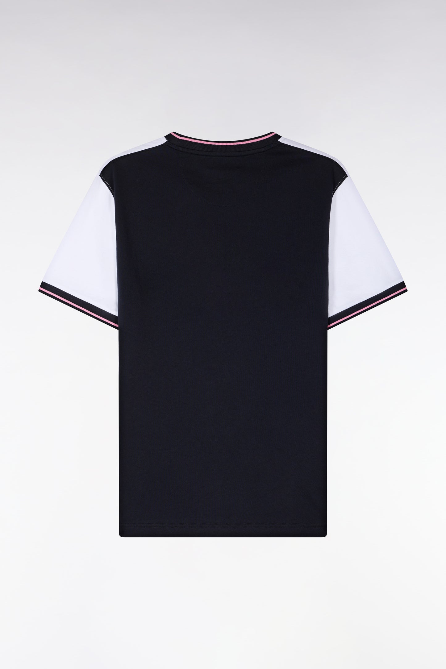 T-shirt à manches courtes en bicolore blanc et marine coupe regular