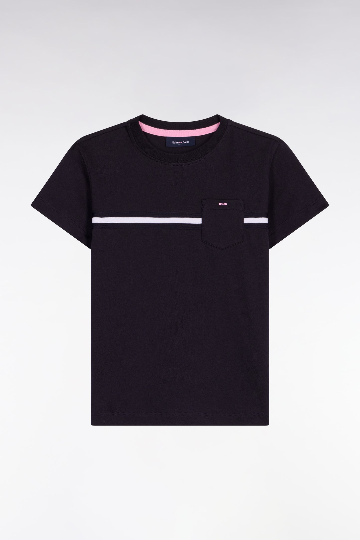 T-shirt à manches courtes en coton marine coupe droite