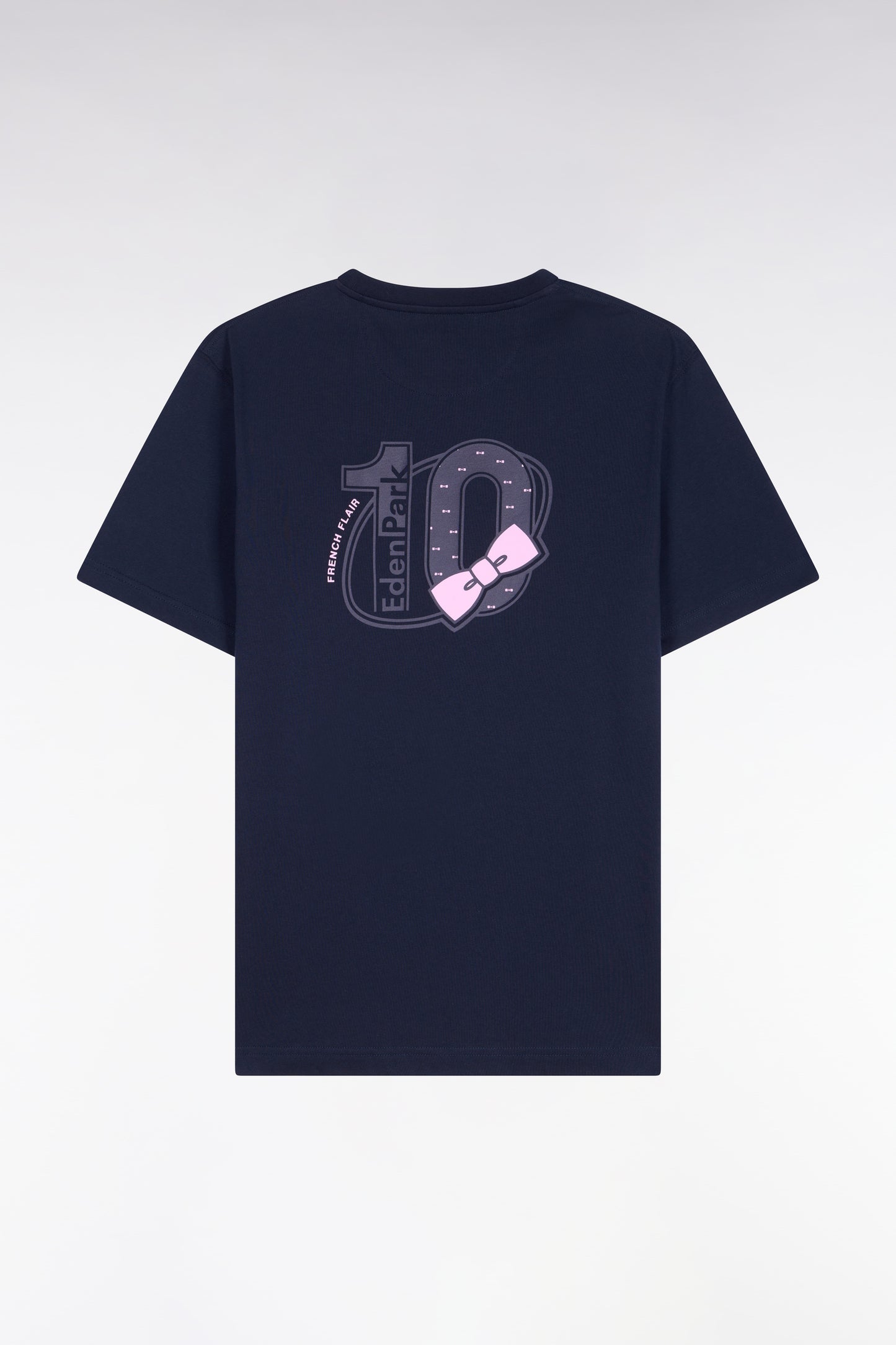 Regular fit navy screen-printed short-sleeved T-shirt