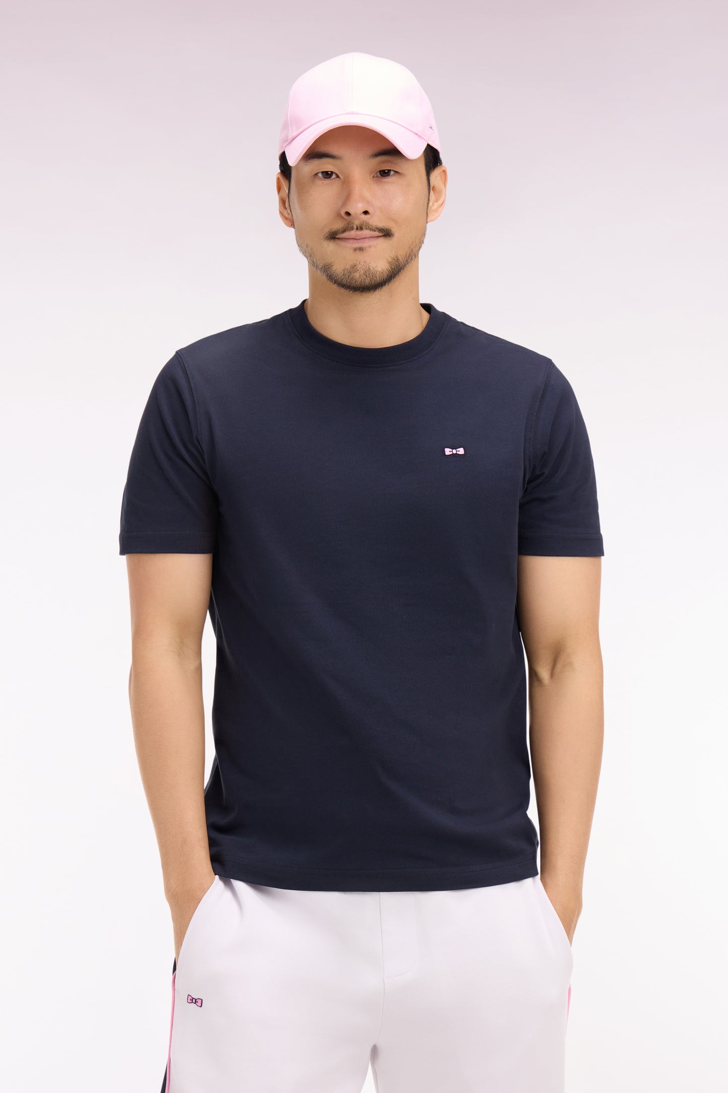 T-shirt à manches courtes marine sérigraphié coupe regular