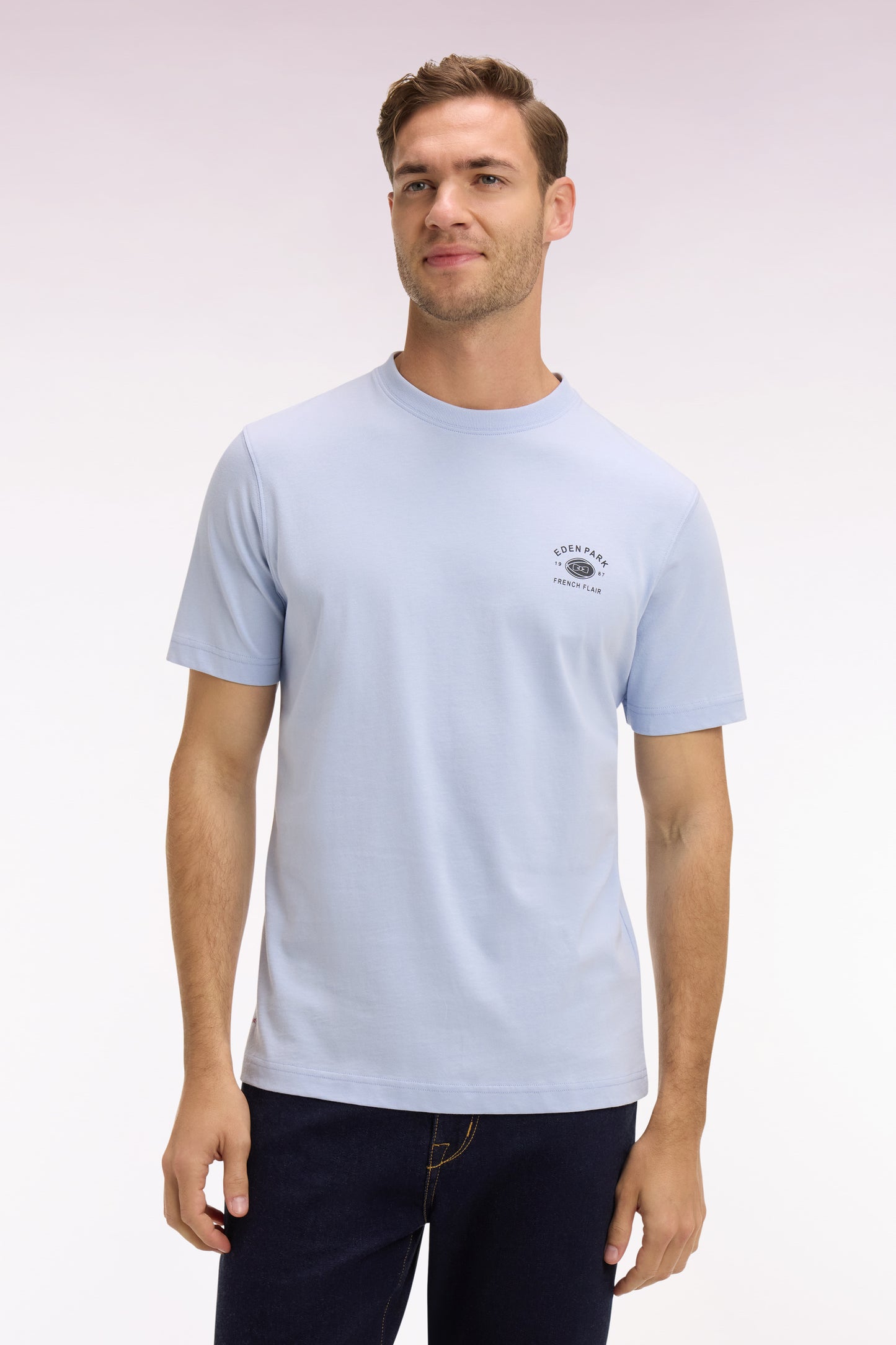 T-shirt à manches courtes sérigraphié gris clair coupe regular