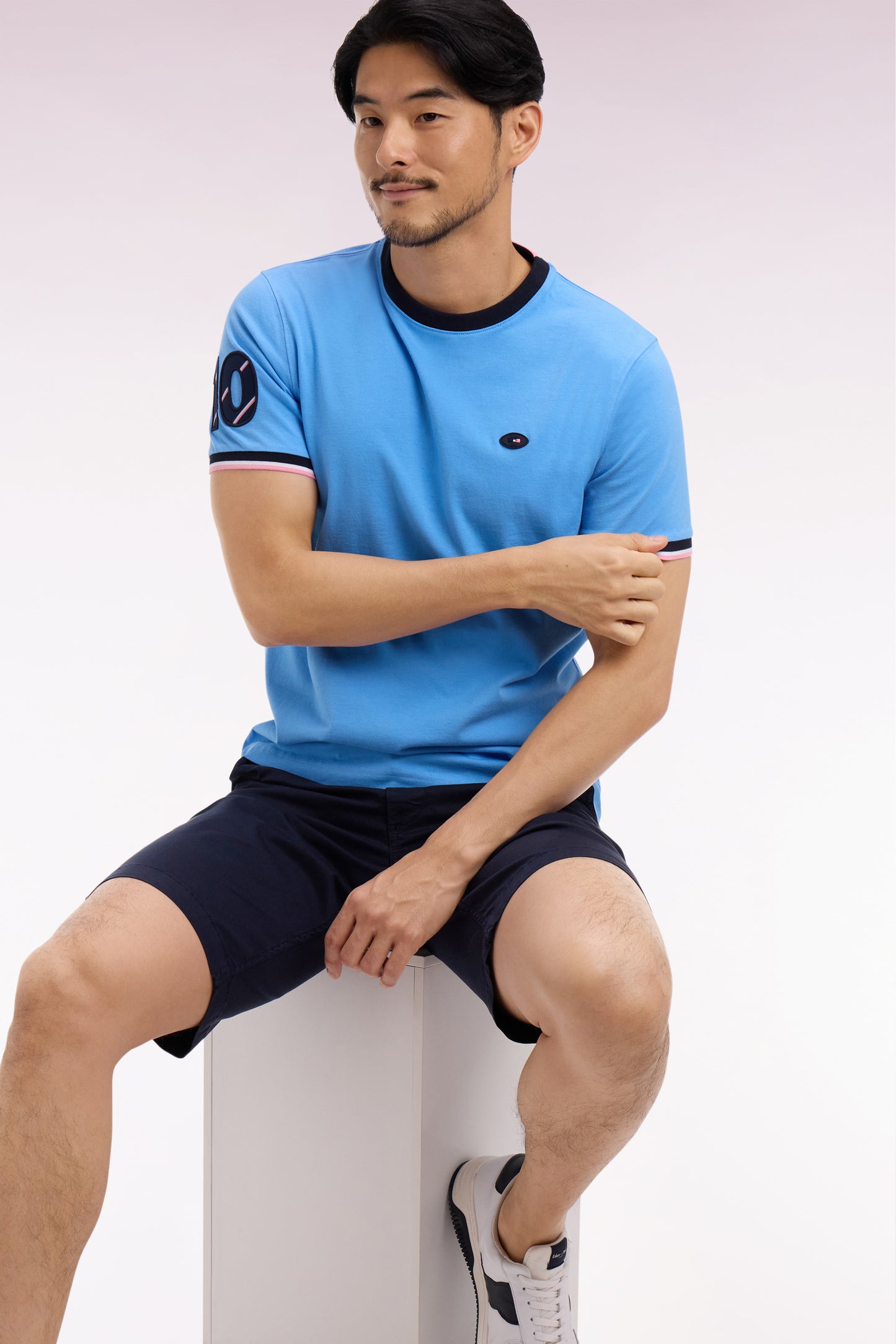 T-shirt XV de France à manches courtes en coton bleu coupe regular