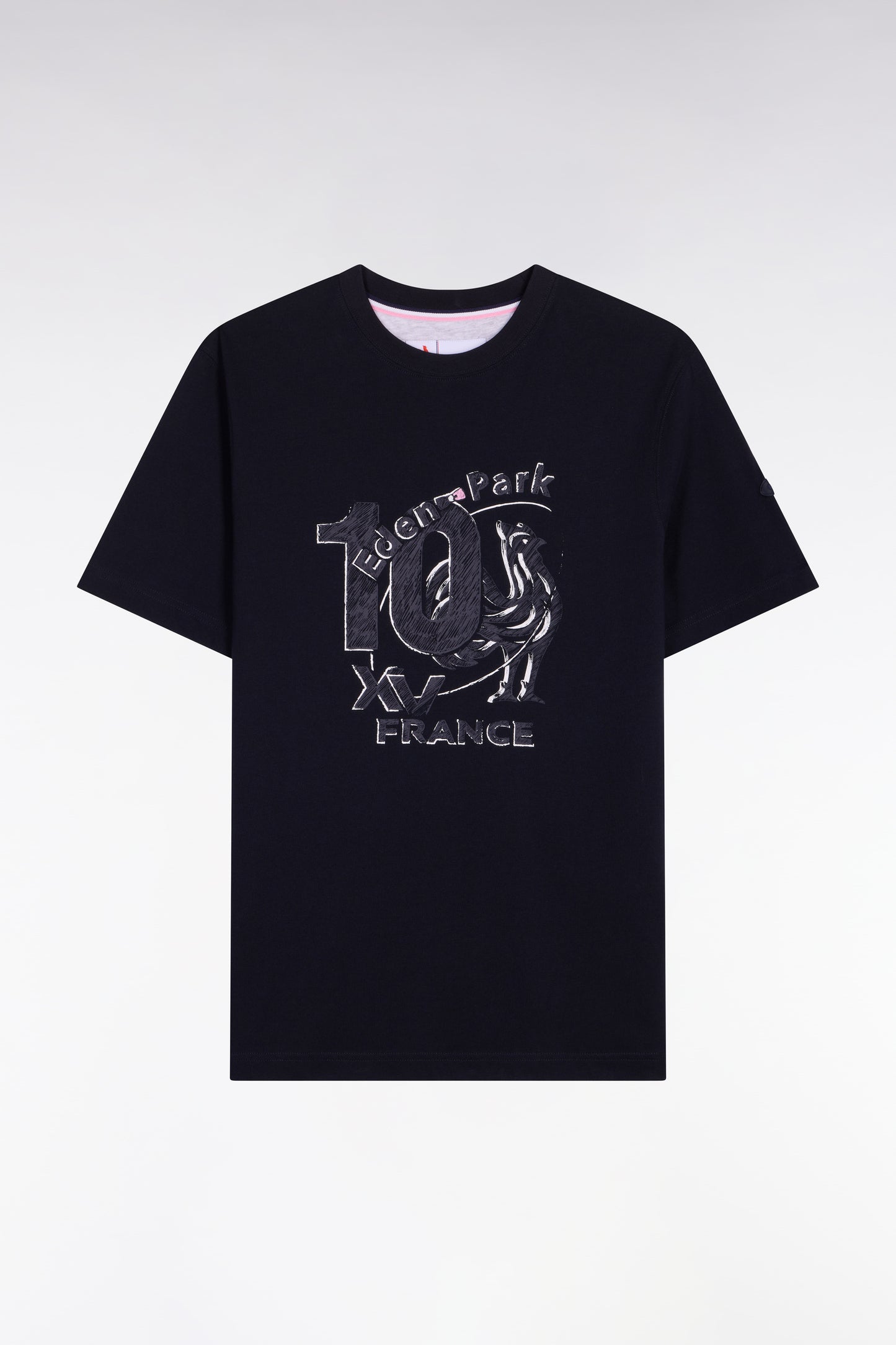 XV de France short-sleeved T-shirt in navy screen-printed cotton, regular fit