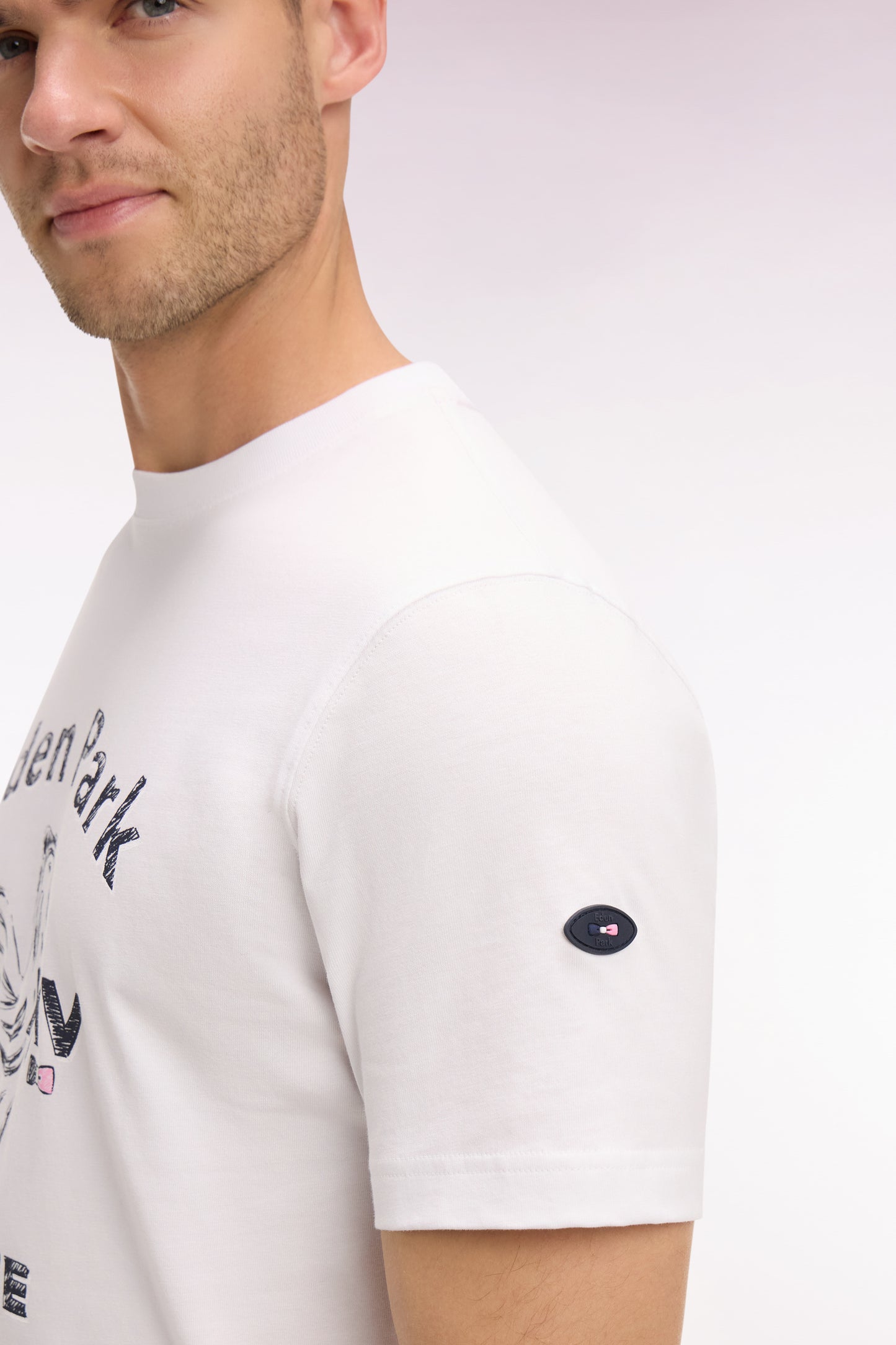 XV de France short-sleeved T-shirt in white screen-printed cotton, regular fit