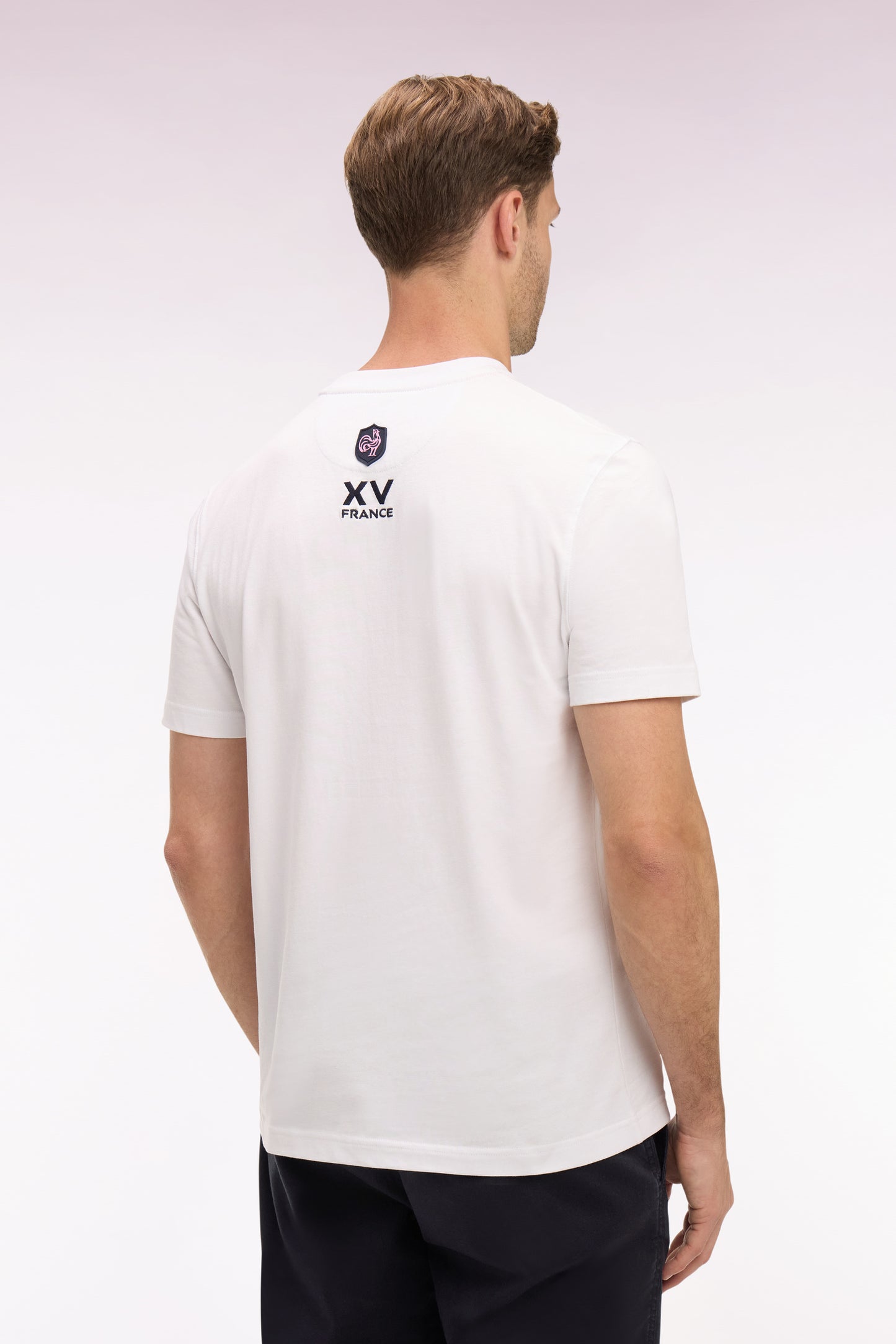 XV de France short-sleeved T-shirt in white screen-printed cotton, regular fit