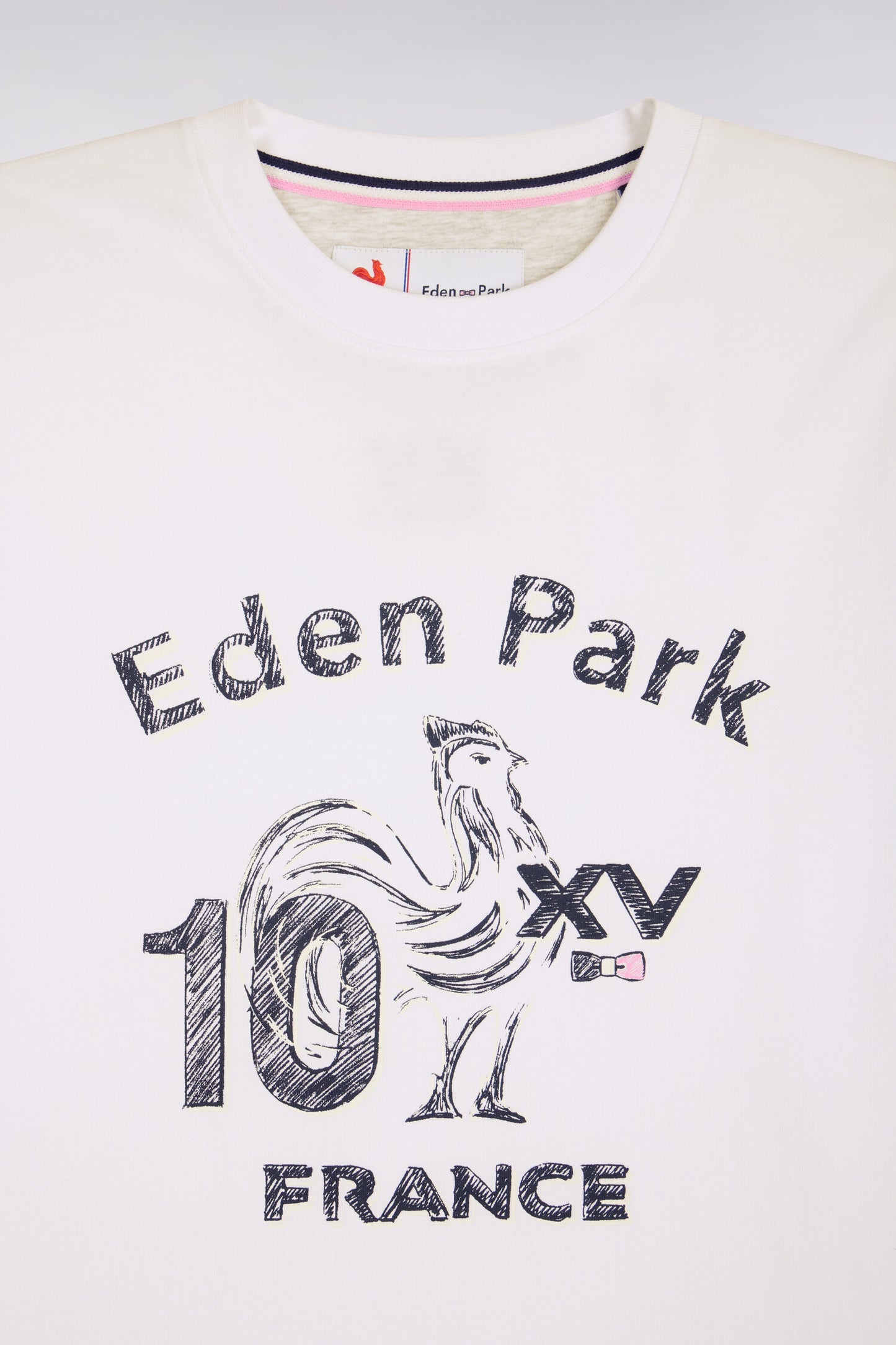 XV de France short-sleeved T-shirt in white screen-printed cotton, regular fit