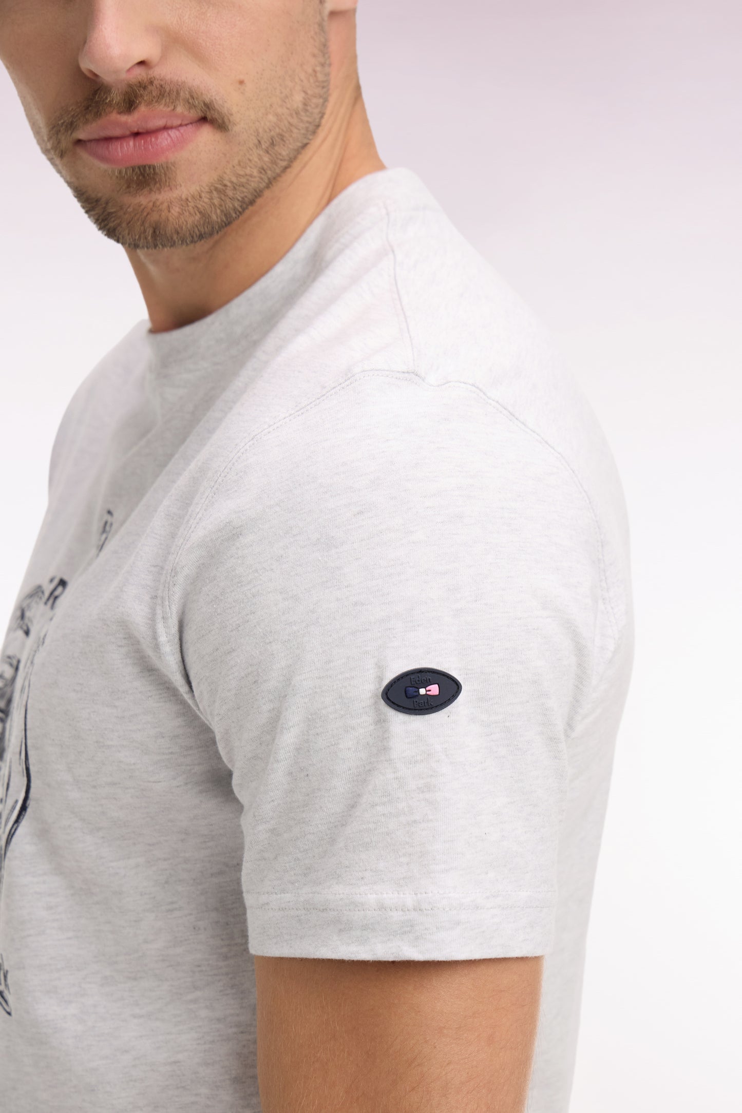 XV de France short-sleeved screen-printed t-shirt in gray cotton, regular fit