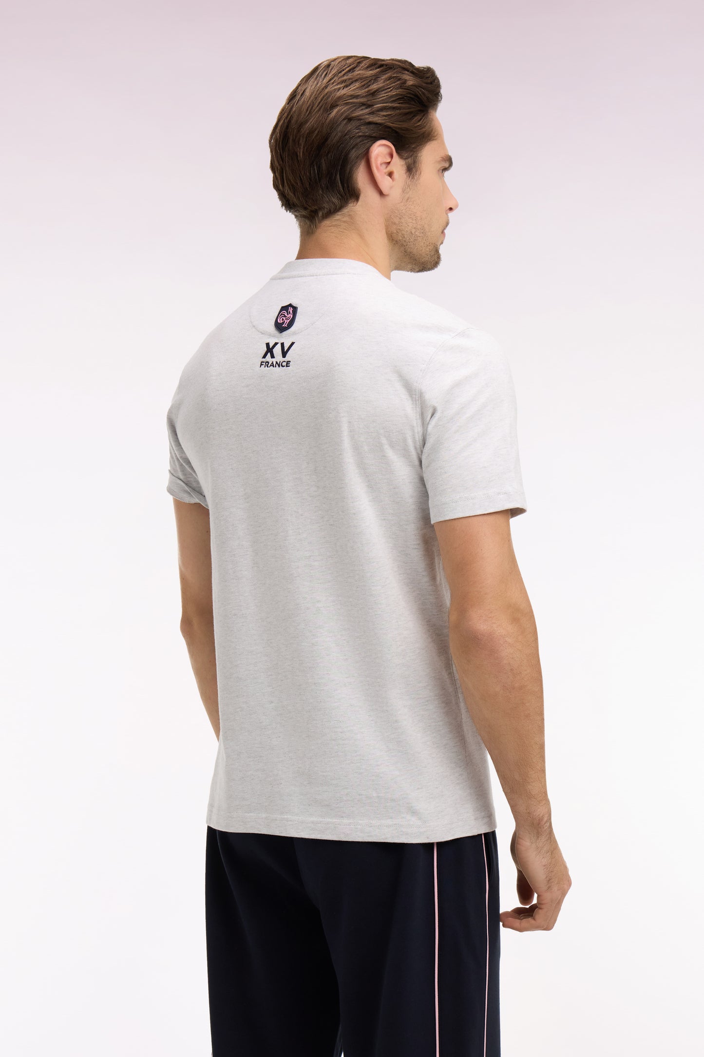 XV de France short-sleeved screen-printed t-shirt in gray cotton, regular fit