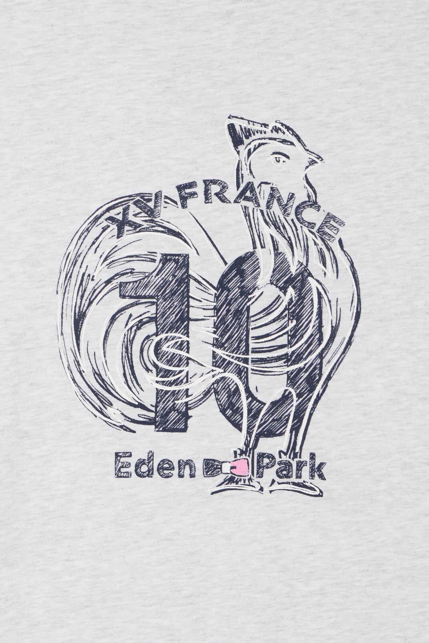 XV de France short-sleeved screen-printed t-shirt in gray cotton, regular fit