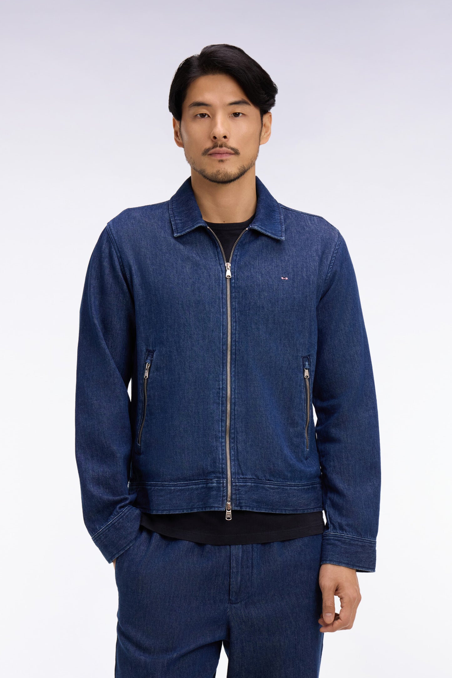 Navy recycled cotton and linen jacket