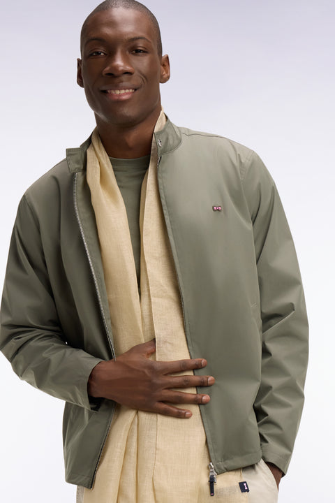 Blouson à col motard en nylon kaki - Image 1