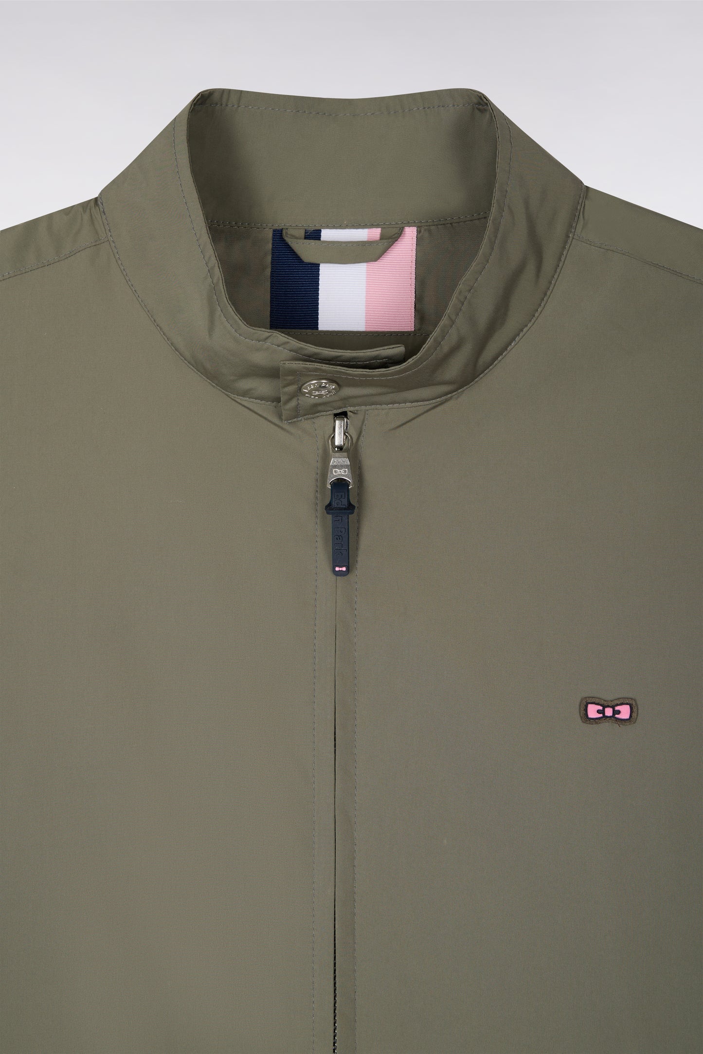 Blouson à col motard en nylon kaki