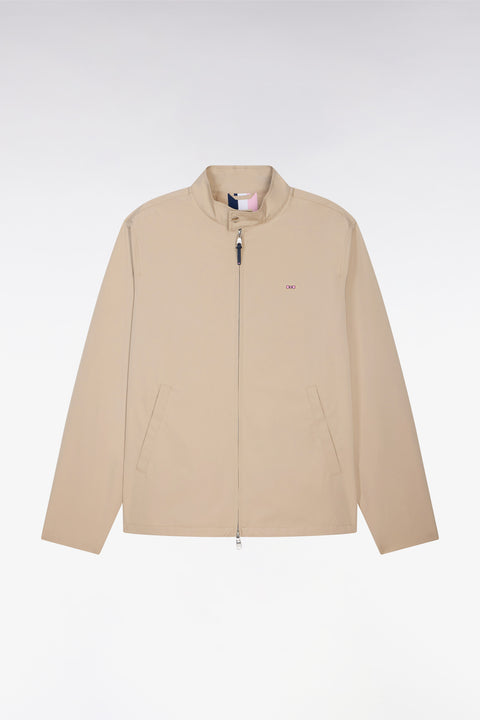 Blouson à col motard en nylon beige - Image 2