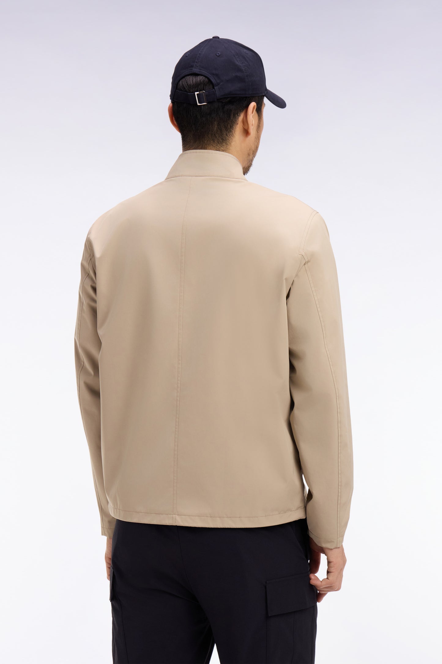 Blouson à col motard en nylon beige