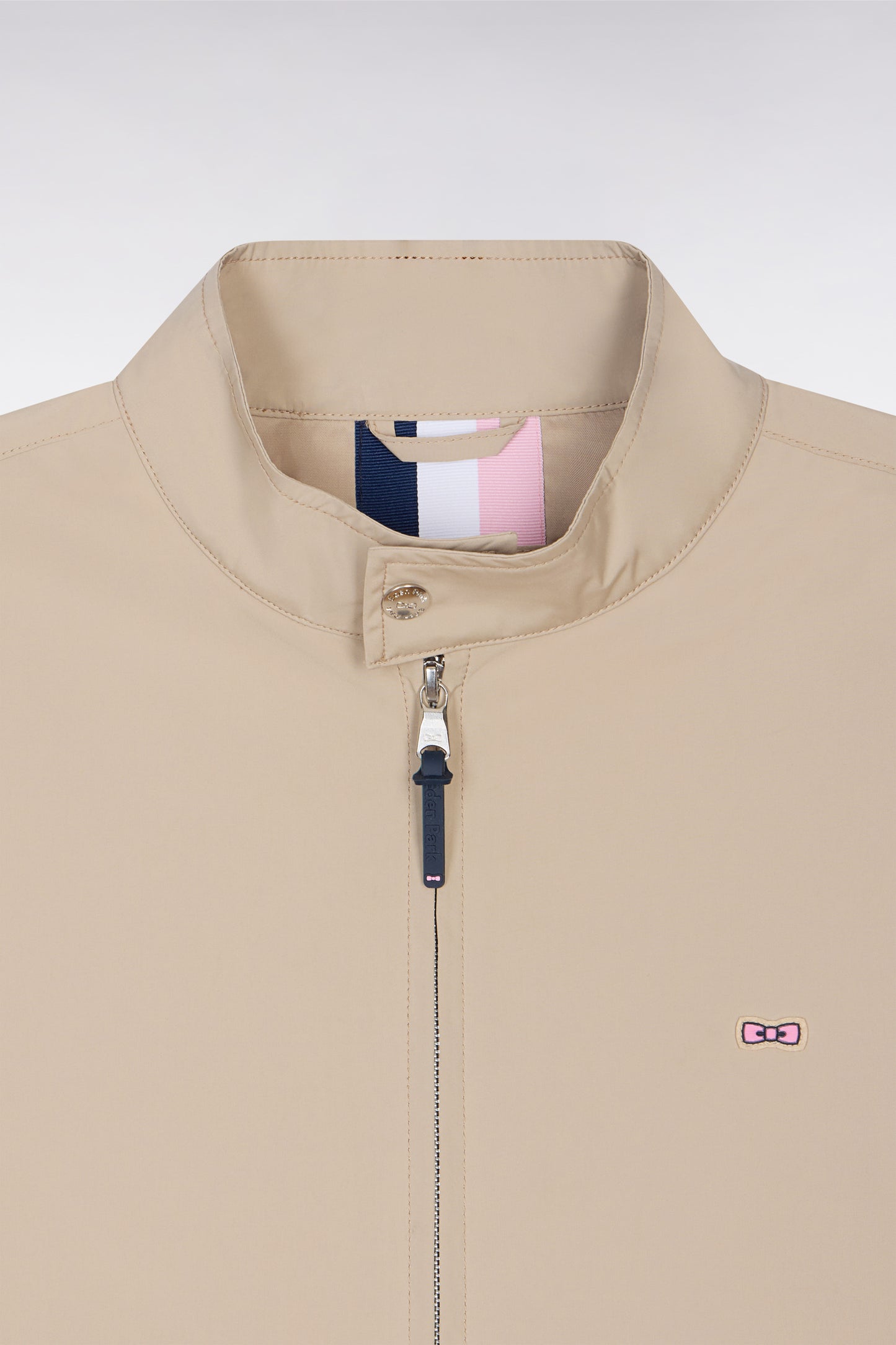 Blouson à col motard en nylon beige