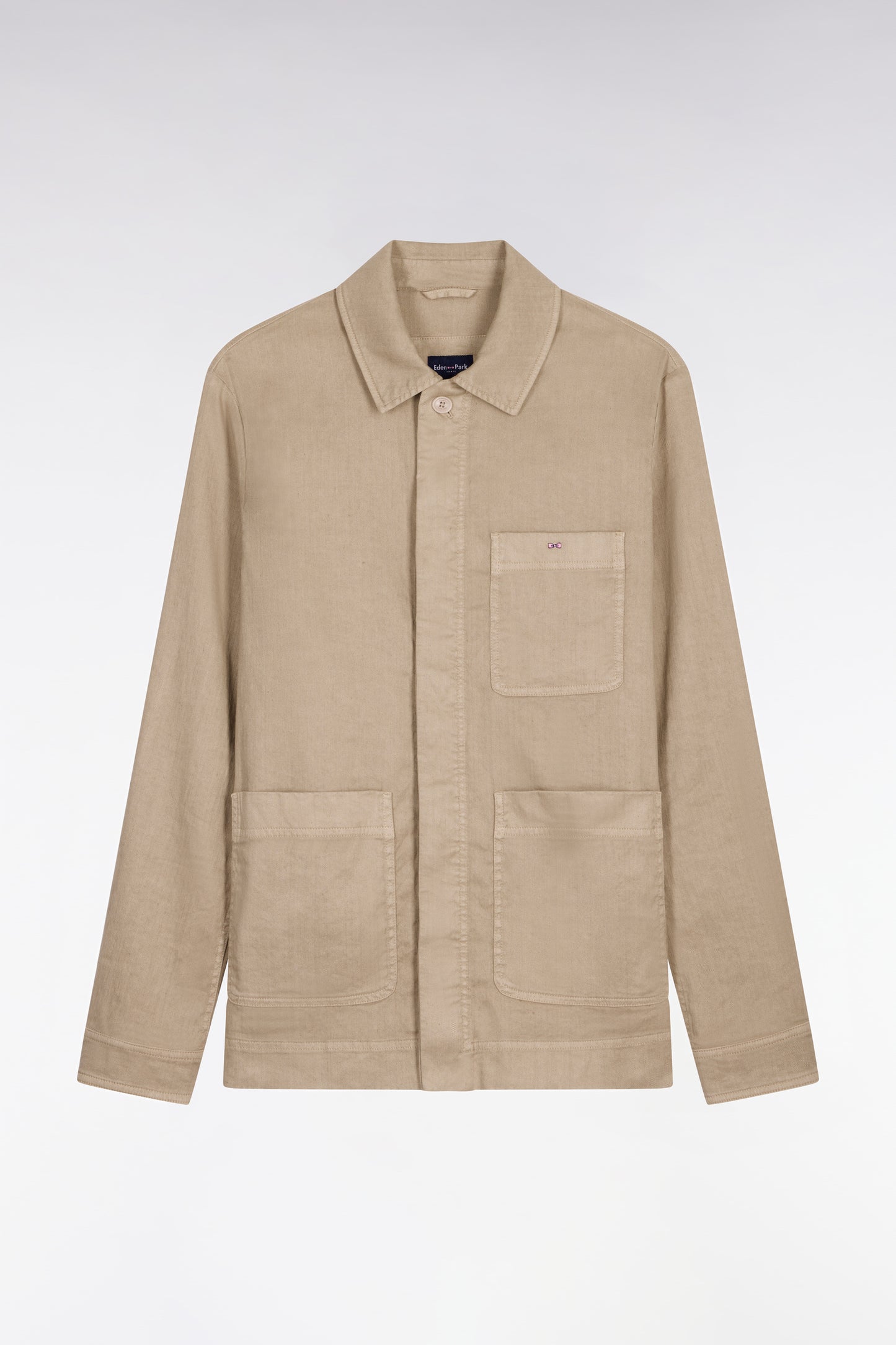 Beige linen and cotton overshirt