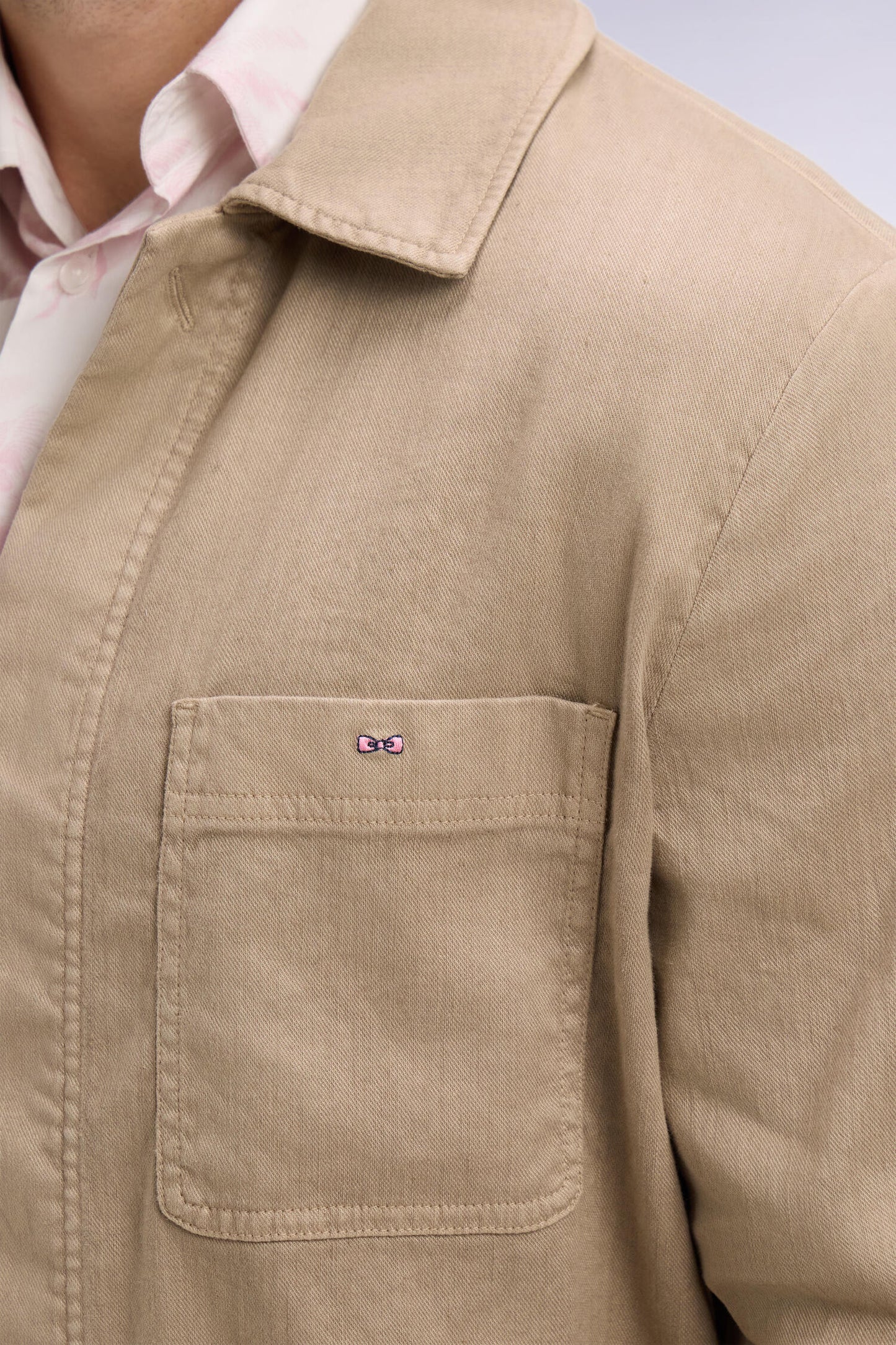 Beige linen and cotton overshirt