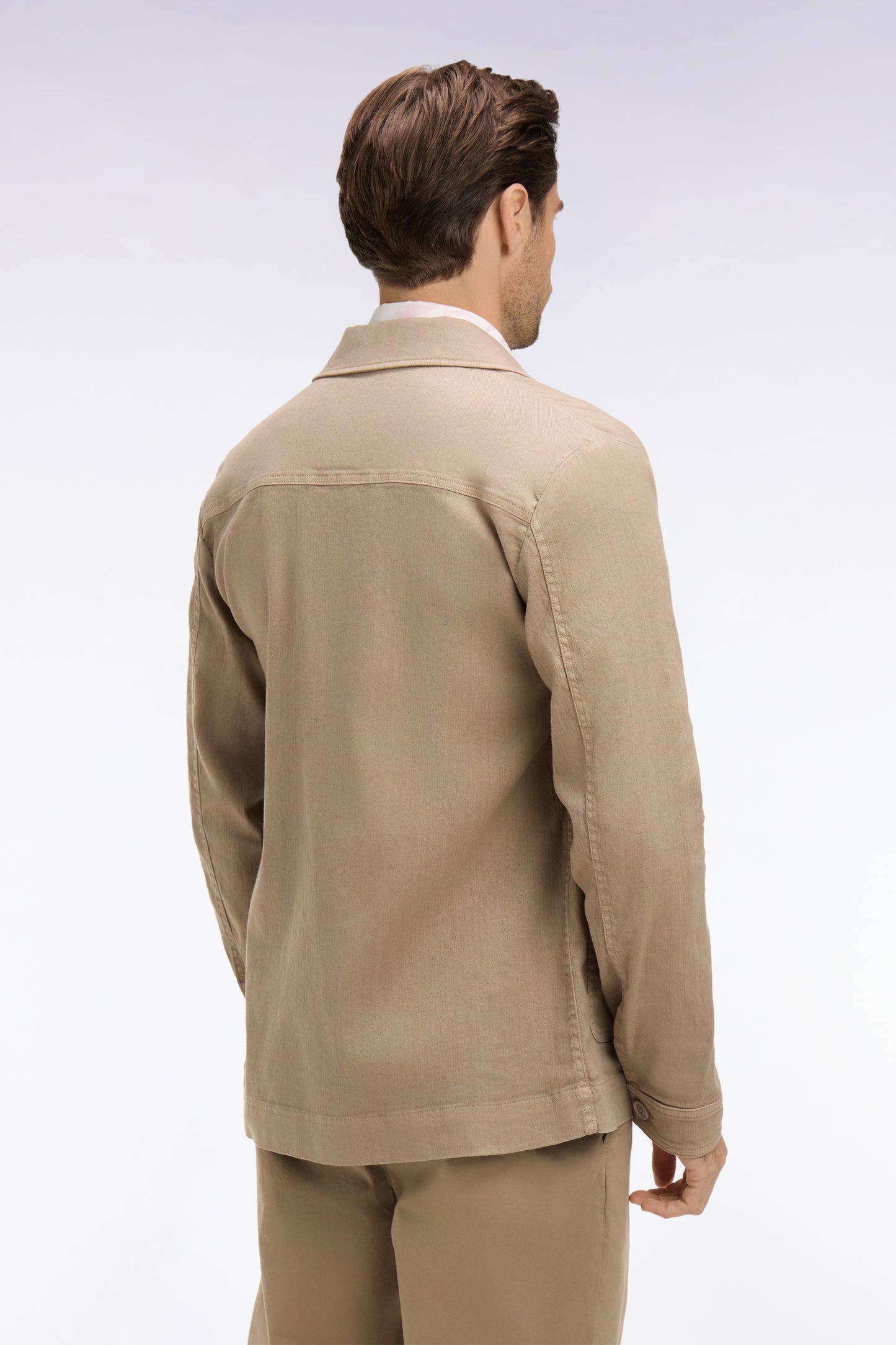 Beige linen and cotton overshirt