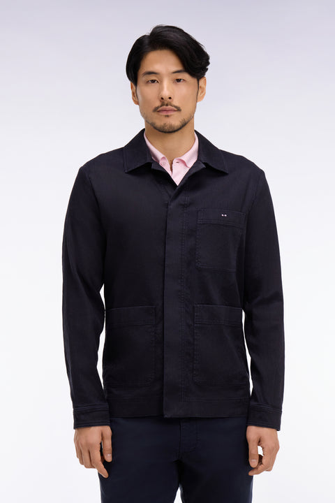 Surchemise en lin et coton marine - Image 3