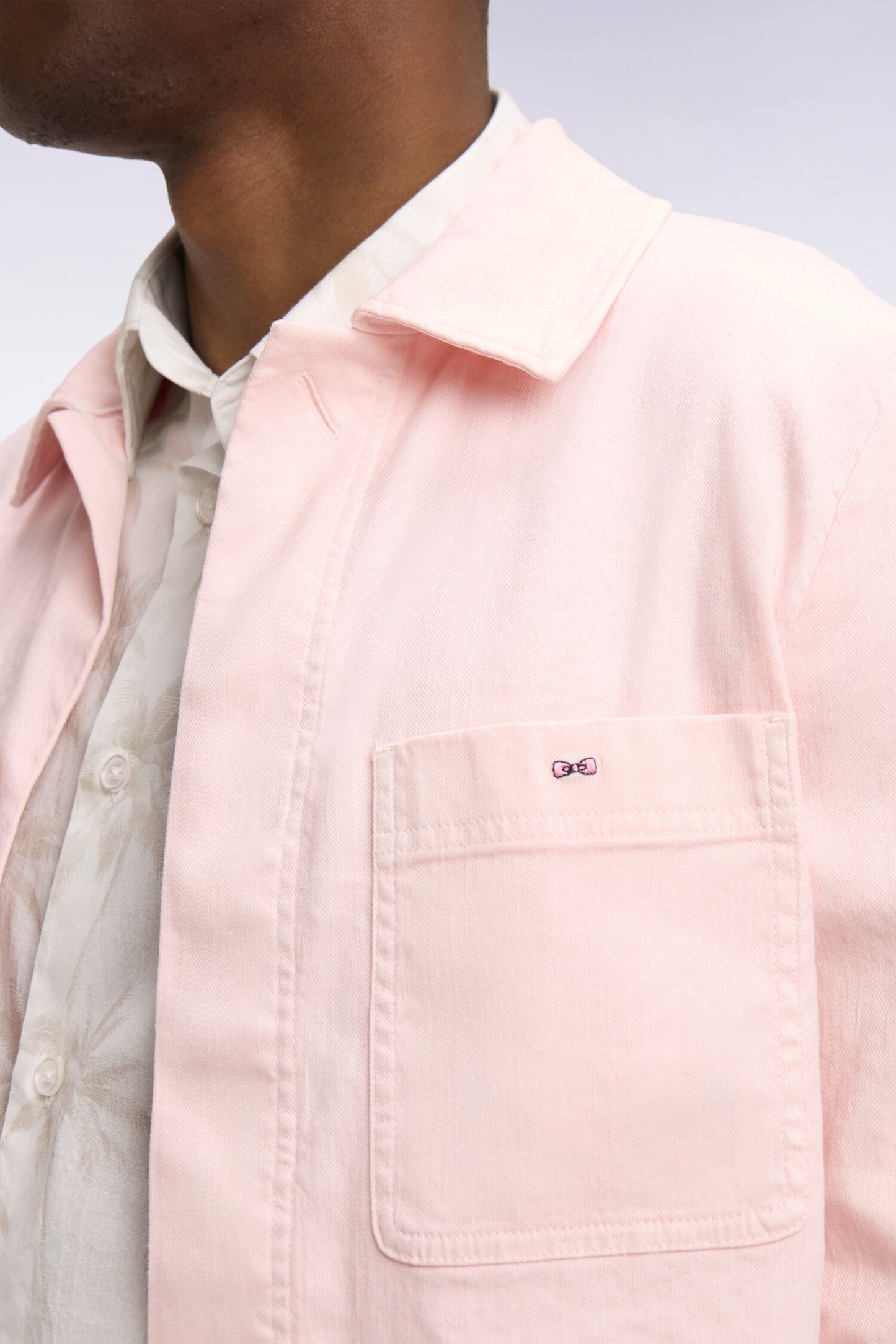 Pink linen and cotton overshirt