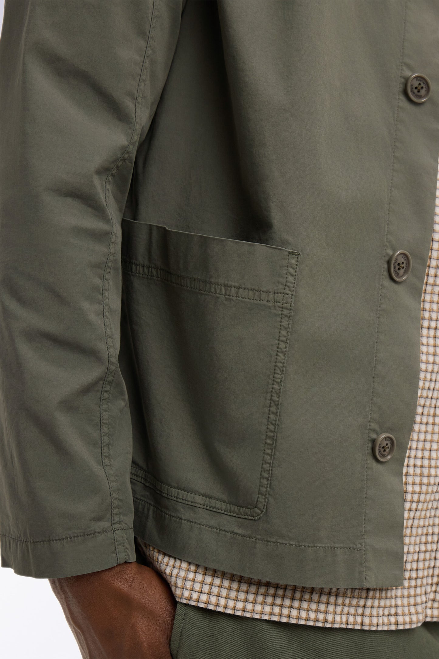 Khaki lyocell and stretch cotton overshirt