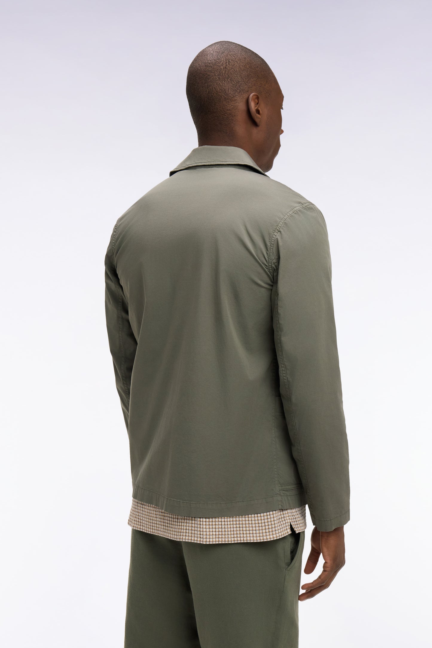 Khaki lyocell and stretch cotton overshirt