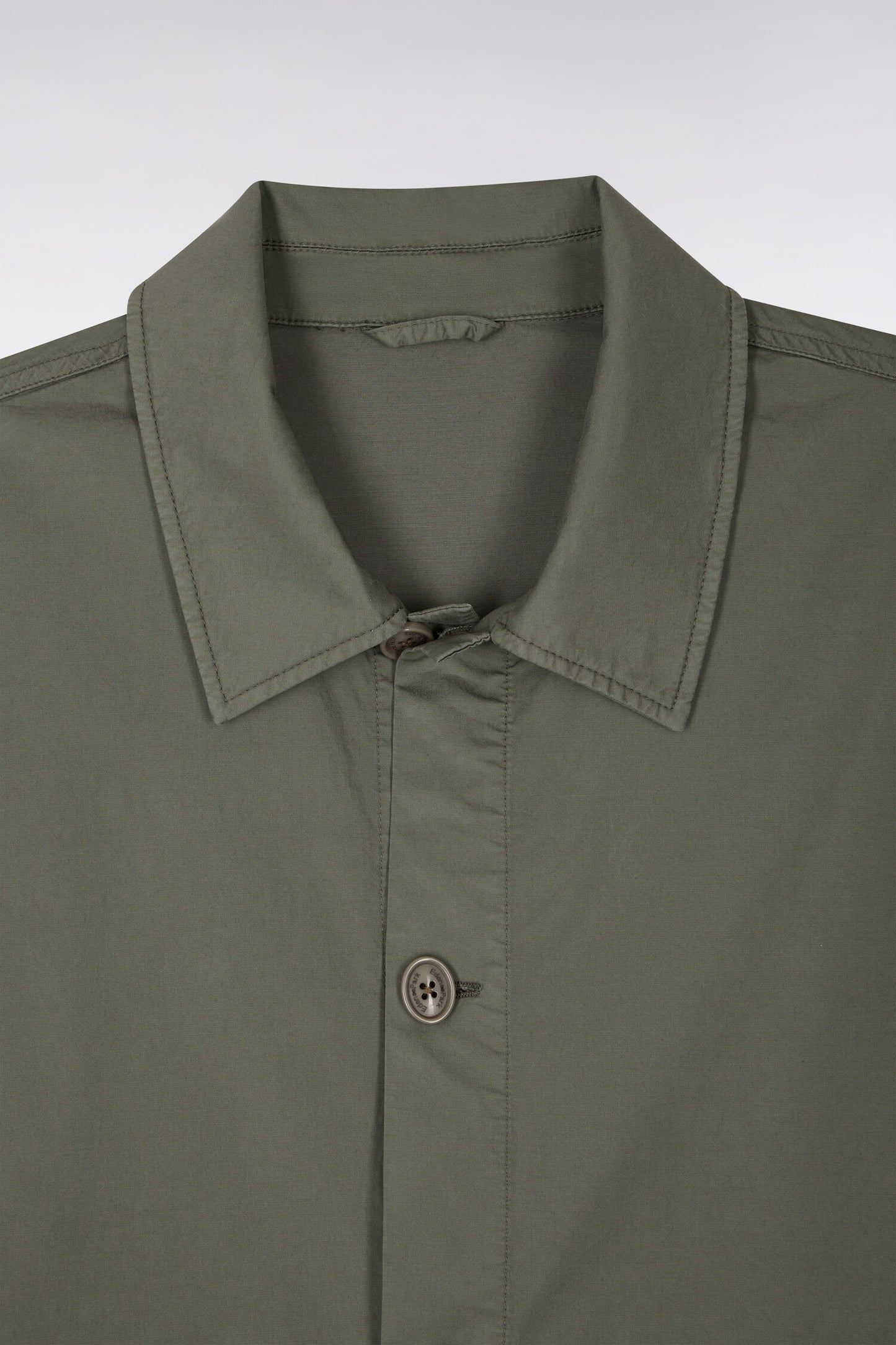 Khaki lyocell and stretch cotton overshirt