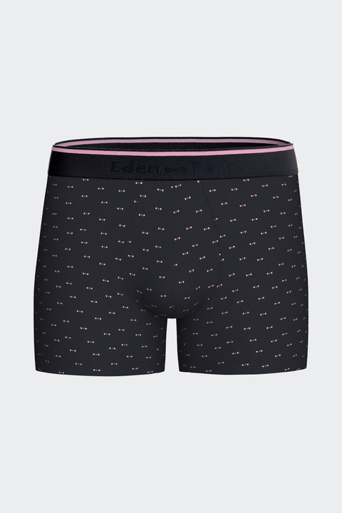 Boxer en jersey de coton stretch marine à micromotifs nœuds papillon - Image 1