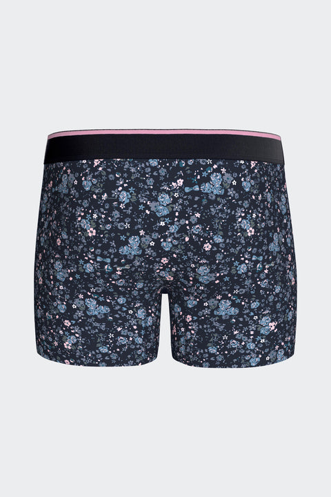 Boxer en jersey de coton stretch marine à imprimé floral - Image 3