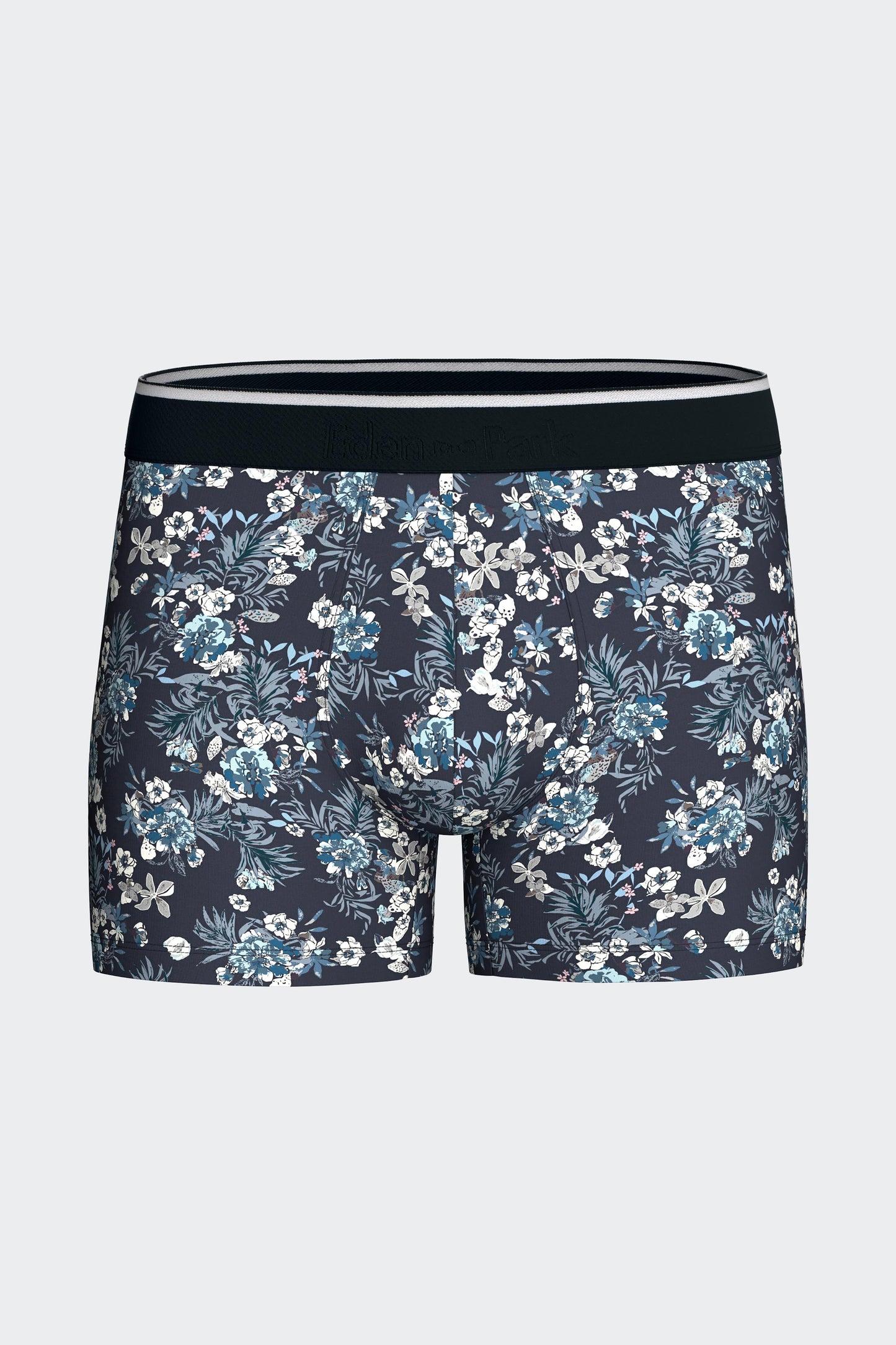 Boxer en jersey de coton stretch marine à motif floral