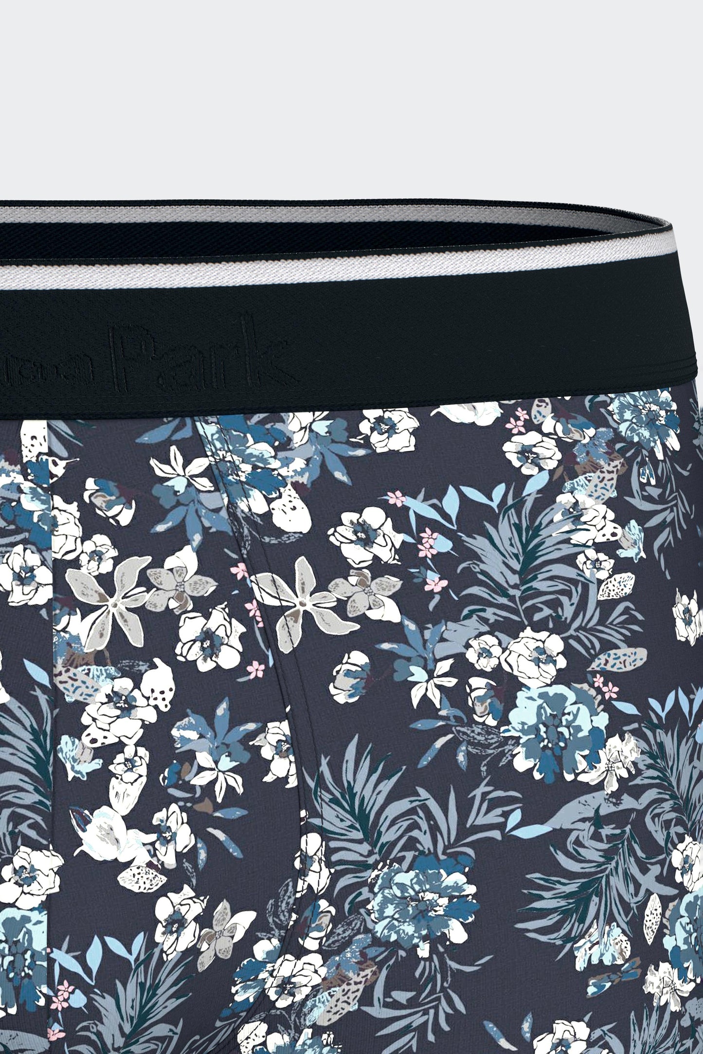 Boxer en jersey de coton stretch marine à motif floral