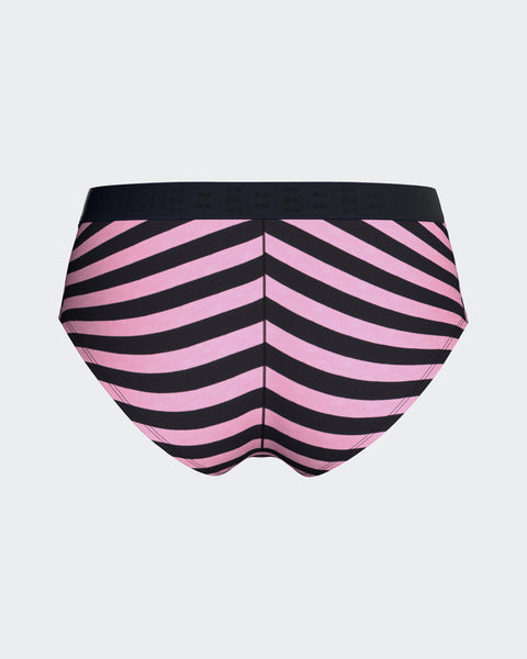 Culotte shorty en coton stretch rayé marine et rose - Image 3